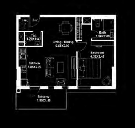 1 Bed 739 Sq. Ft. Apartment