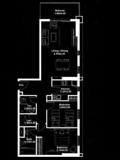 2 Beds 1082 Sq. Ft. Apartment