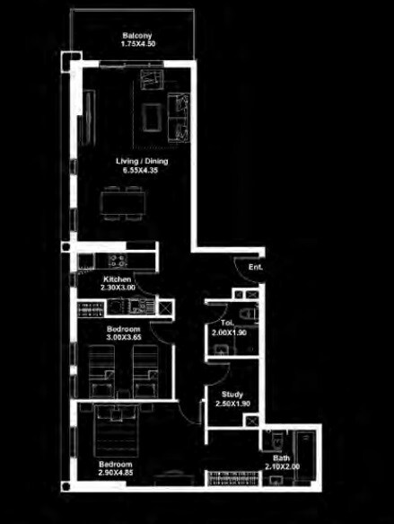 2 Beds 1138 Sq. Ft. Apartment