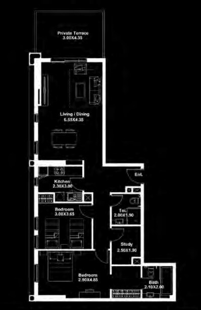 2 Beds 1196 Sq. Ft. Apartment
