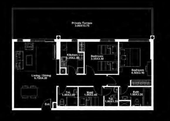 2 Beds 1470 Sq. Ft. Apartment