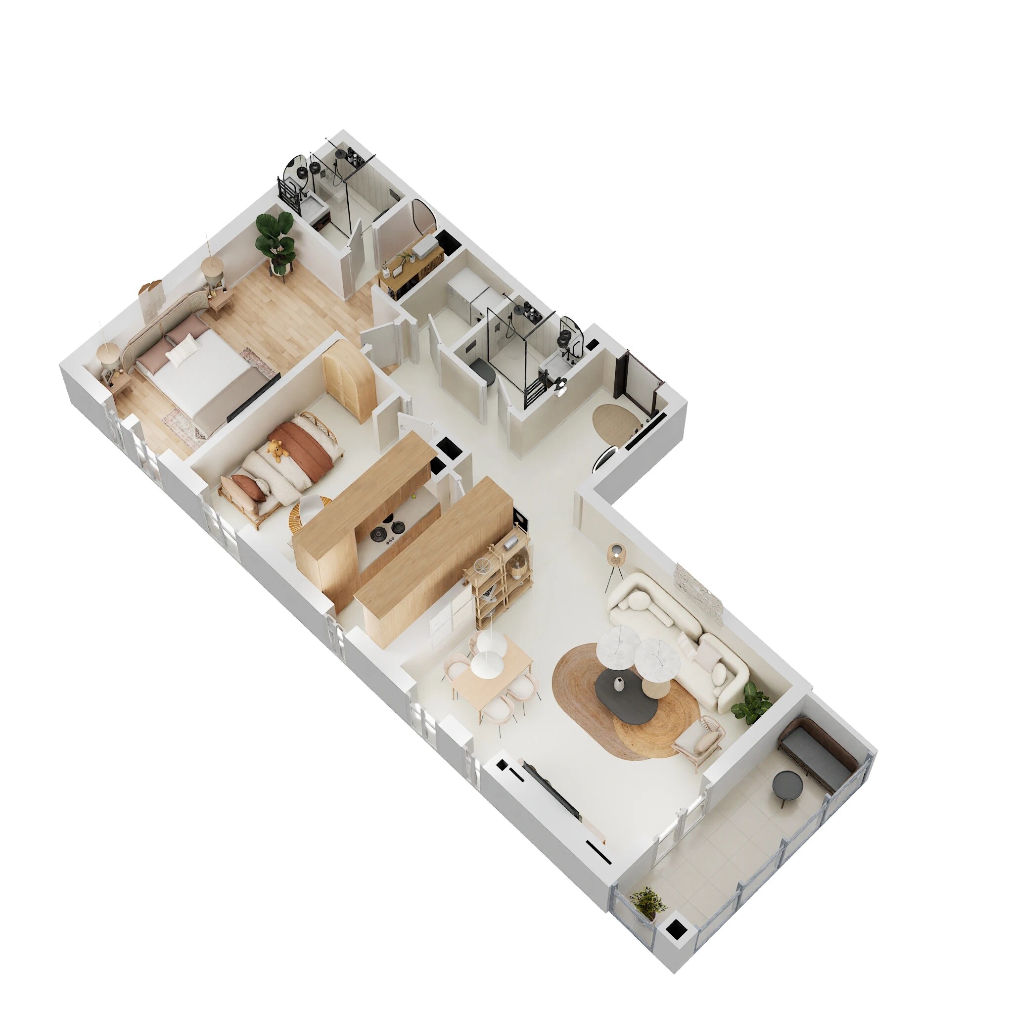 2 Beds 1044 Sq. Ft. Apartment