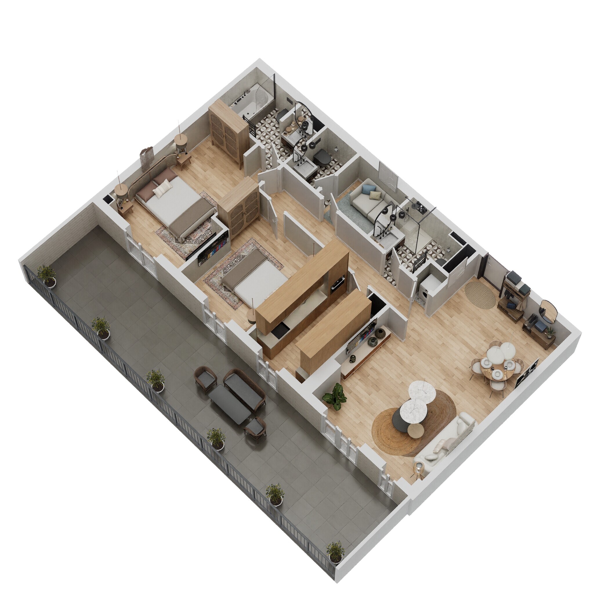2 Beds 1515 Sq. Ft. Apartment