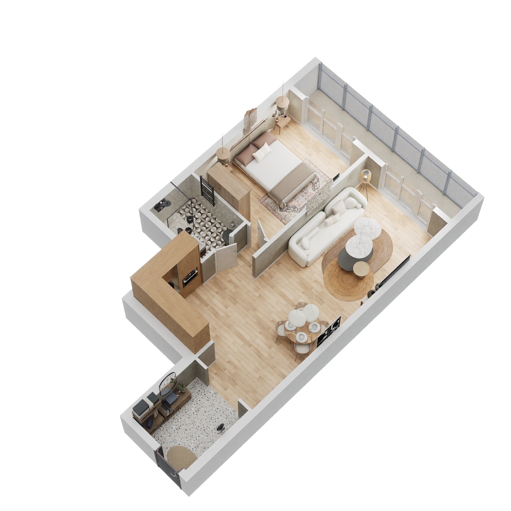 1 Bed 1048 Sq. Ft. Apartment