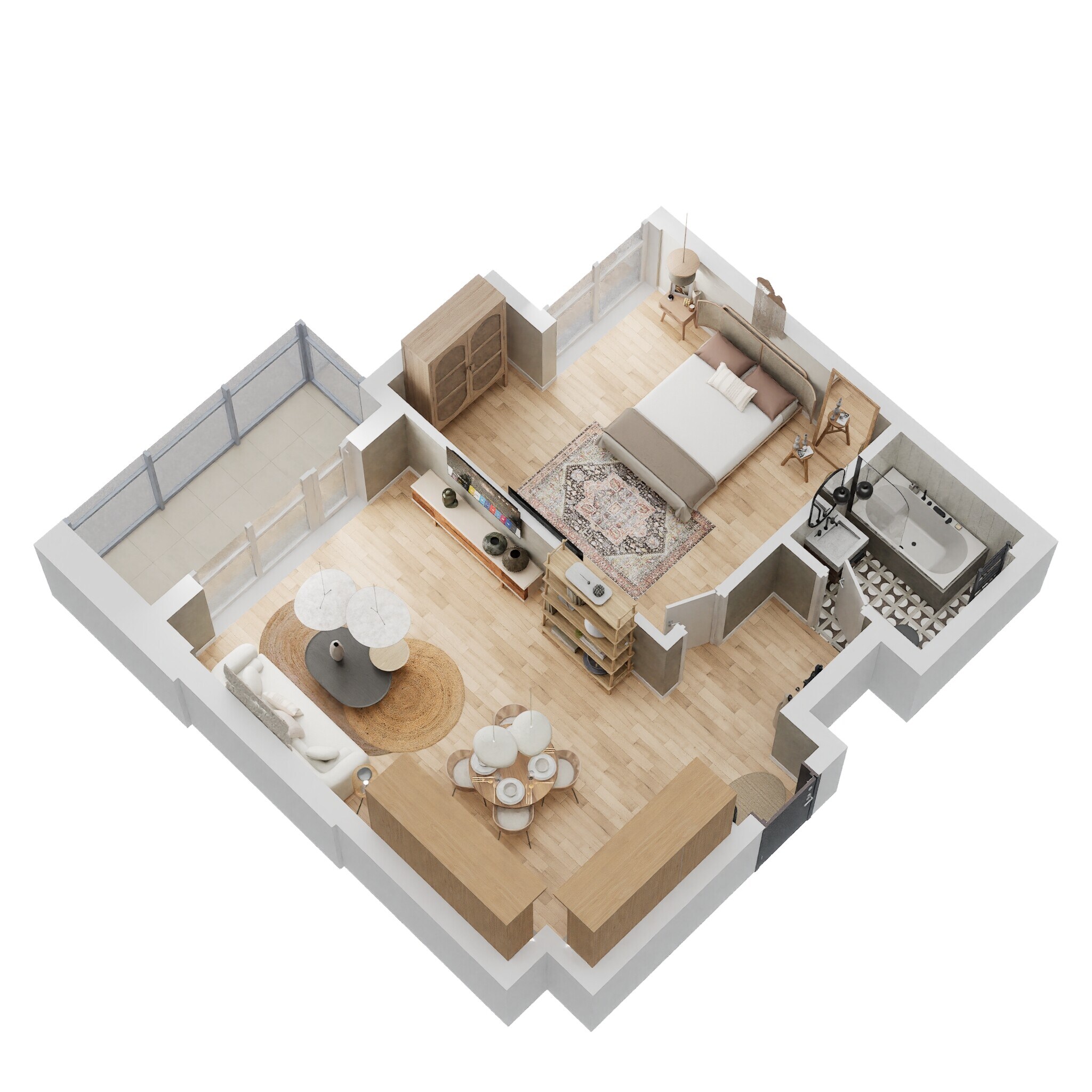1 Bed 593 Sq. Ft. Apartment