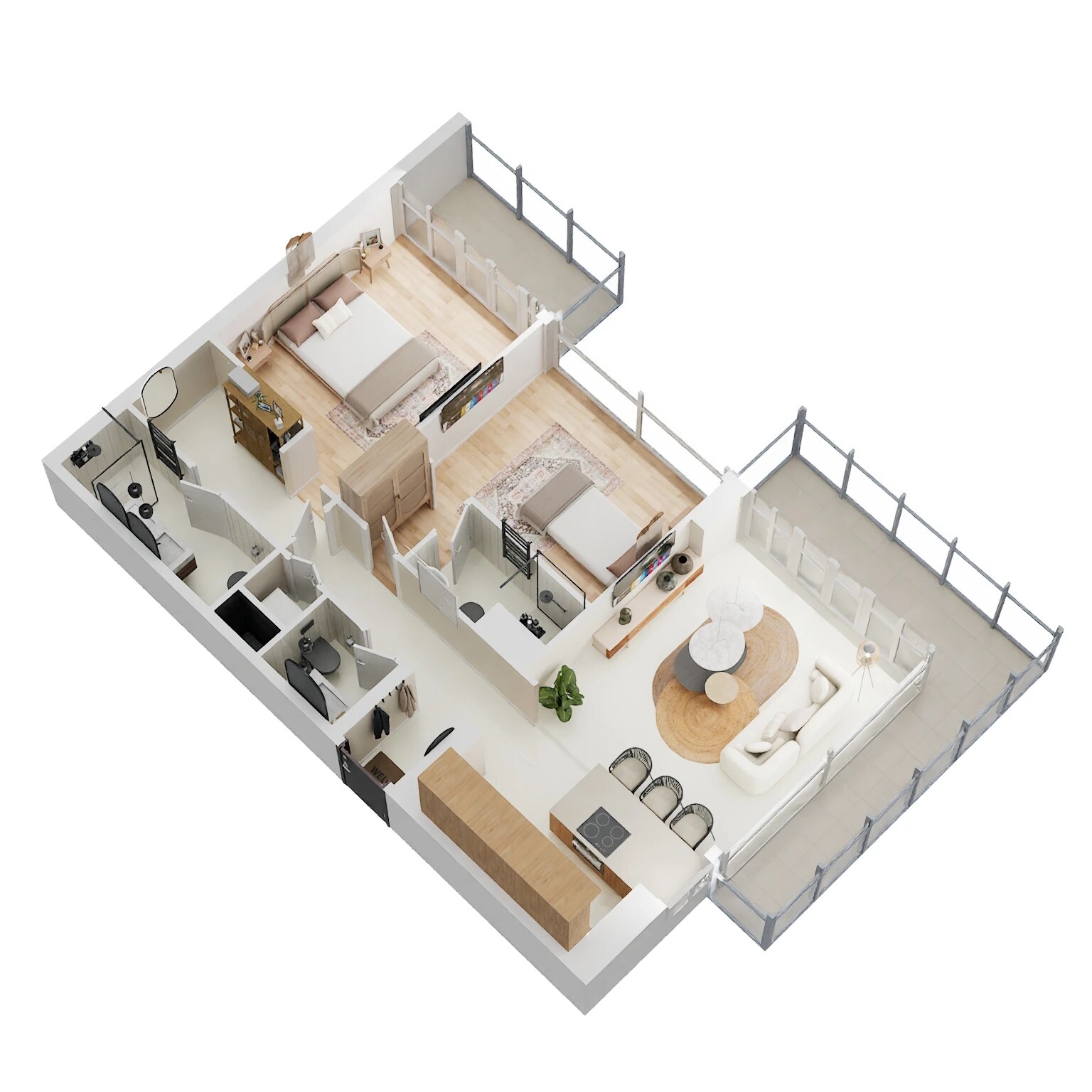 2 Beds 1311 Sq. Ft. Apartment