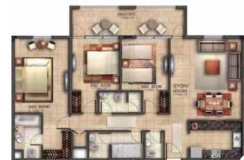 3 Beds 1543 Sq. Ft. Apartment