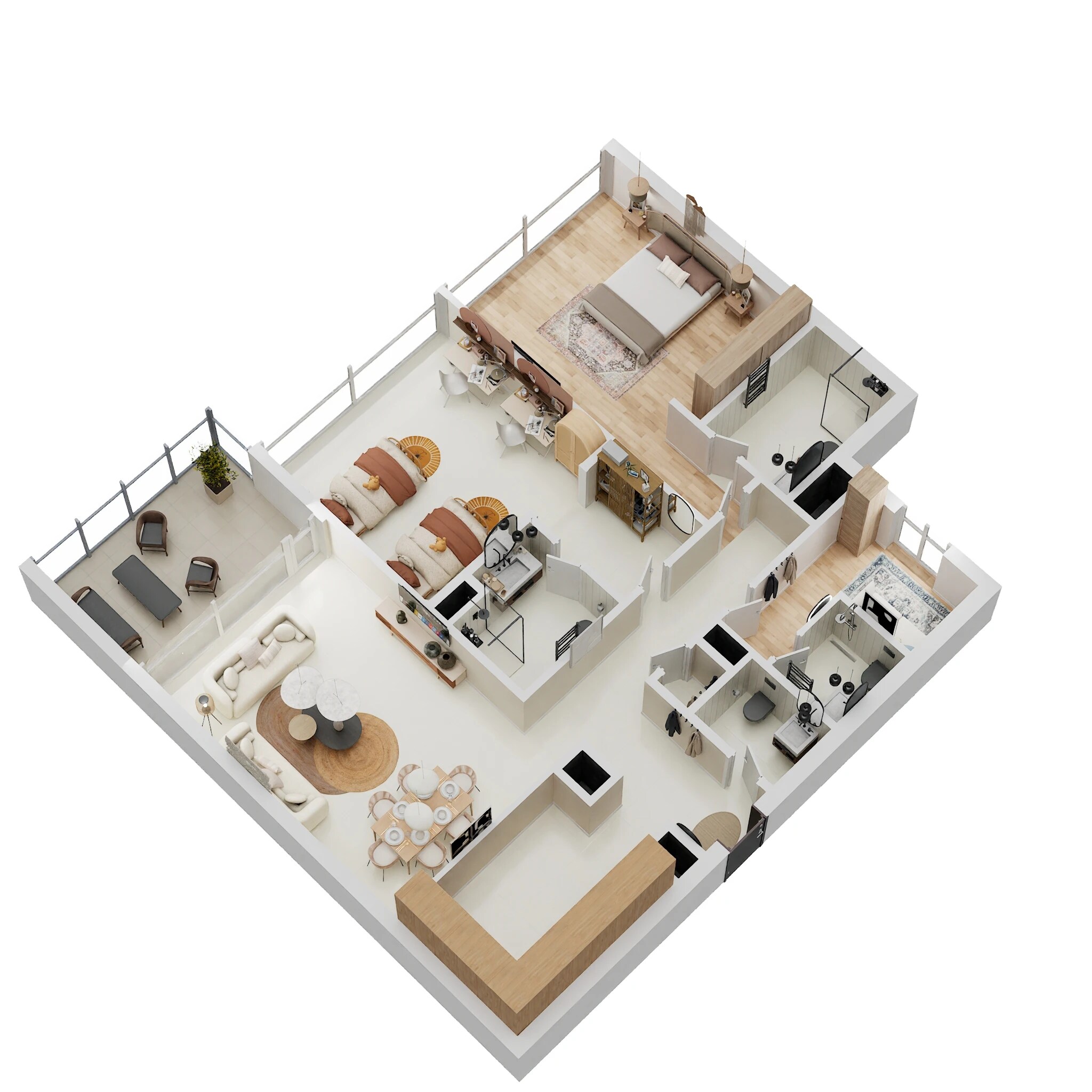 2 Beds 1245 Sq. Ft. Apartment