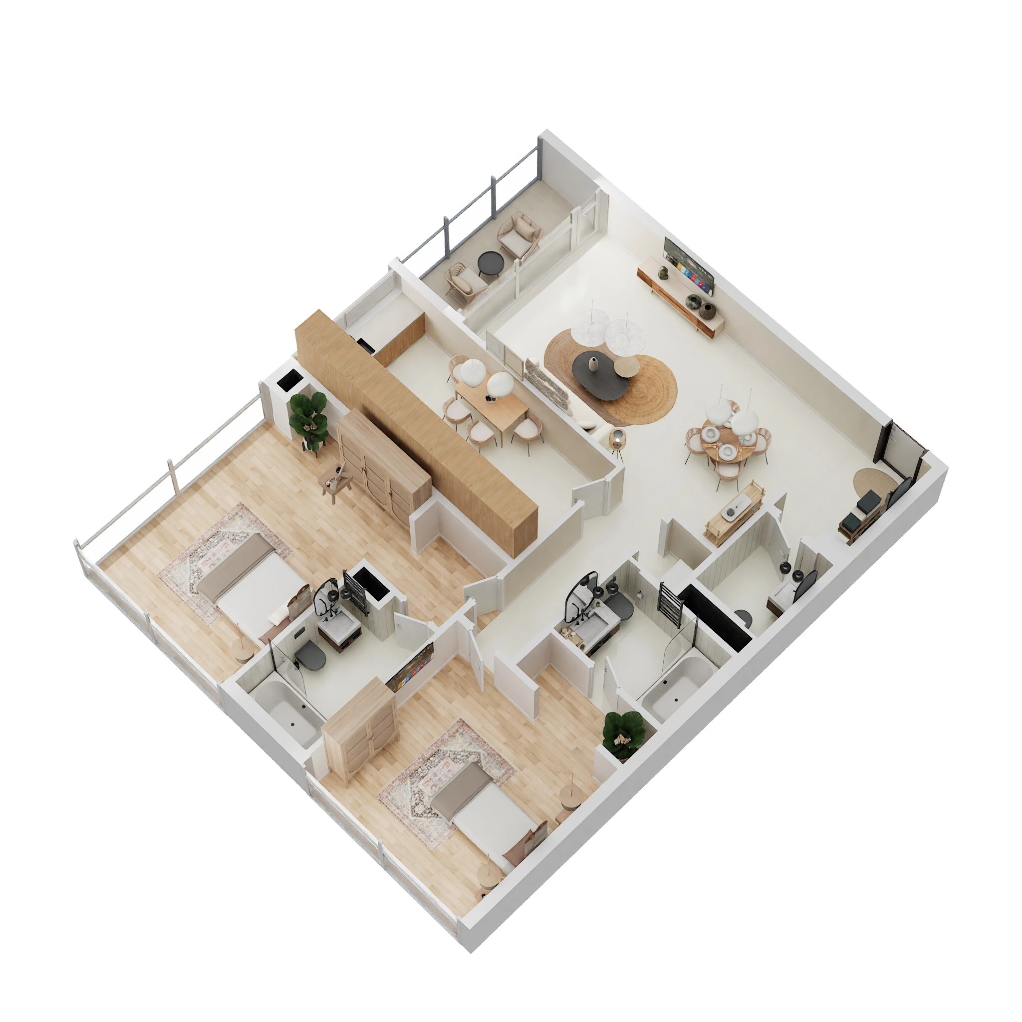 2 Beds 1255 Sq. Ft. Apartment