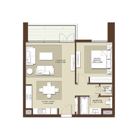 1 Bed 761 Sq. Ft. Apartment