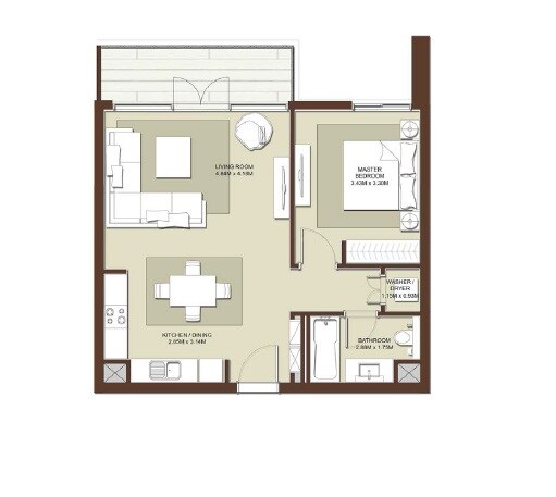 1 Bed 794 Sq. Ft. Apartment