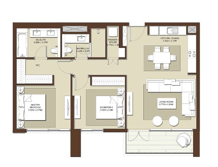 2 Beds 1187 Sq. Ft. Apartment