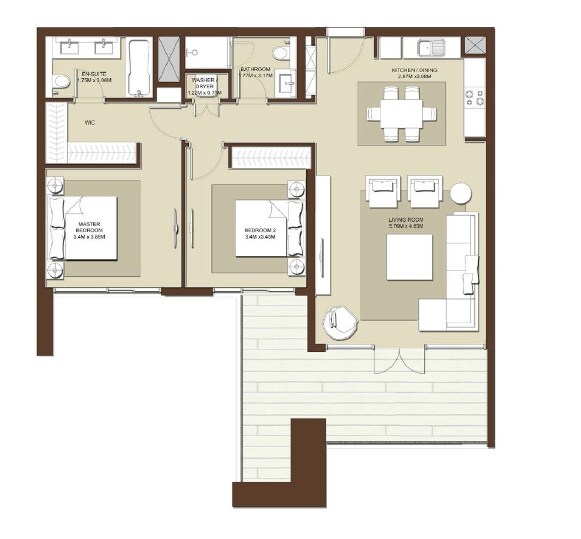 2 Beds 1231 Sq. Ft. Apartment
