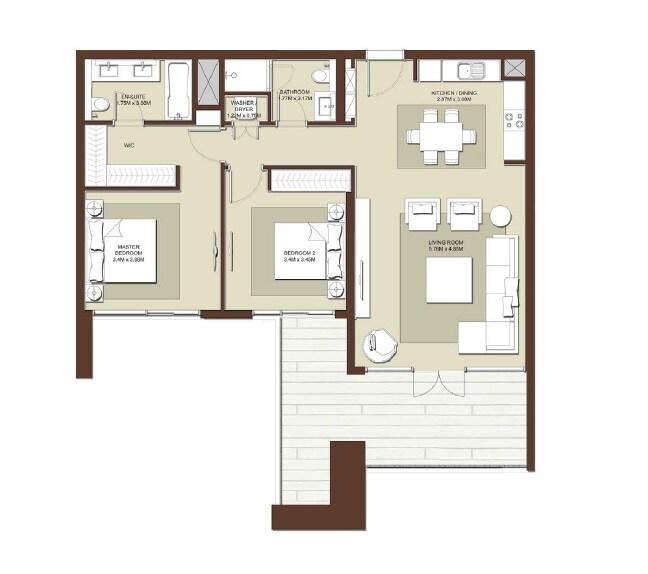 3 Beds 1400 Sq. Ft. Apartment