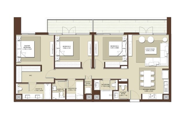 3 Beds 1611 Sq. Ft. Apartment