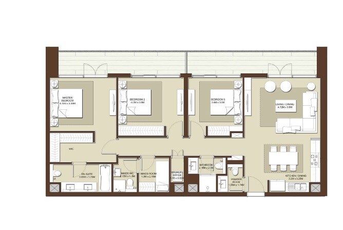 3 Beds 1614 Sq. Ft. Apartment