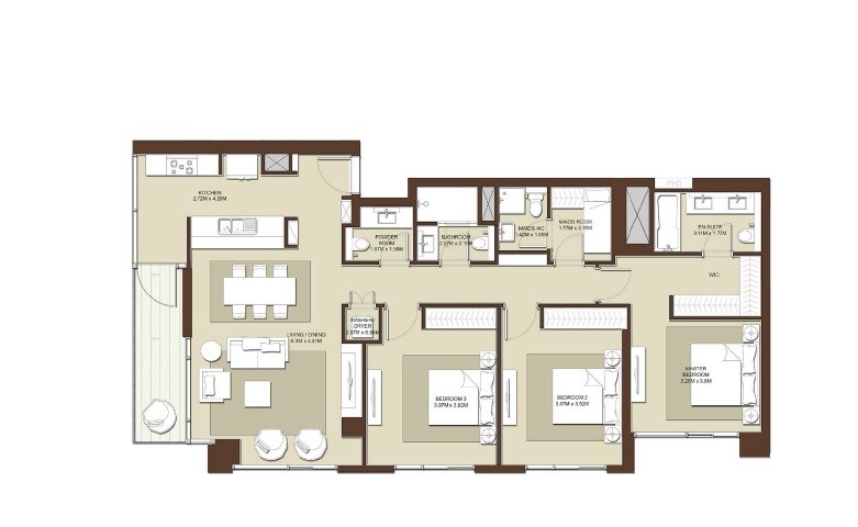 3 Beds 1615 Sq. Ft. Apartment