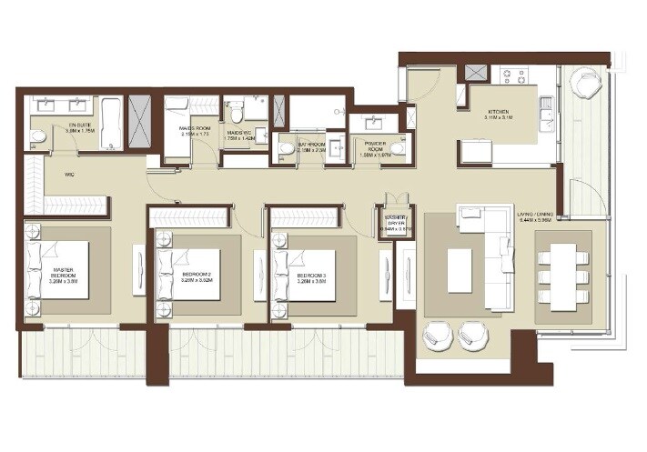 3 Beds 1765 Sq. Ft. Apartment