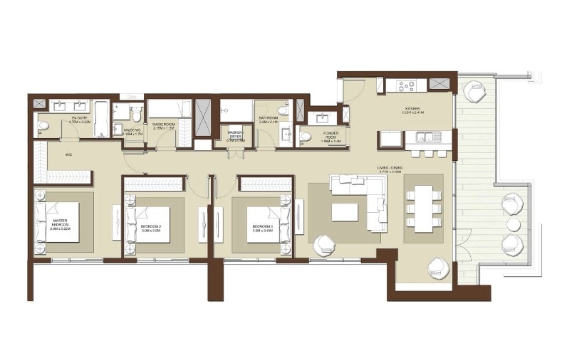 3 Beds 1807 Sq. Ft. Apartment