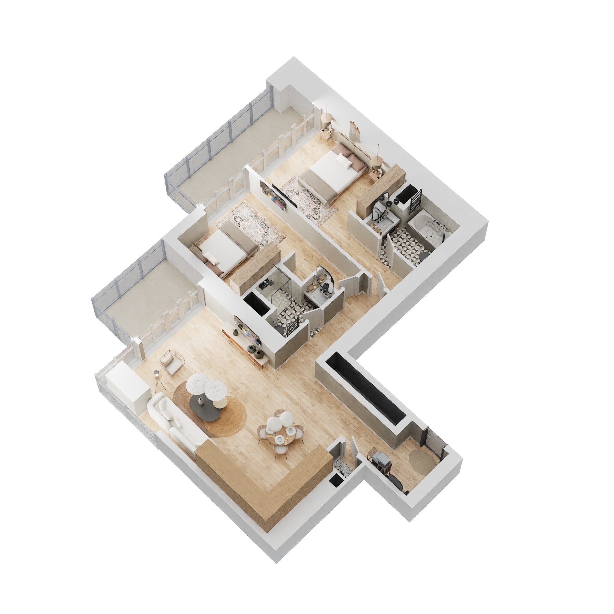2 Beds 1702 Sq. Ft. Apartment