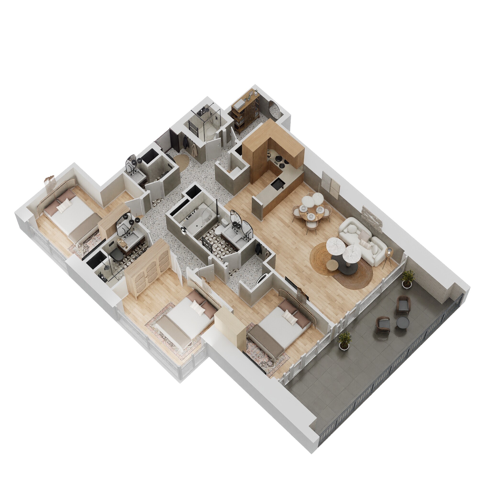 3 Beds 1629 Sq. Ft. Apartment