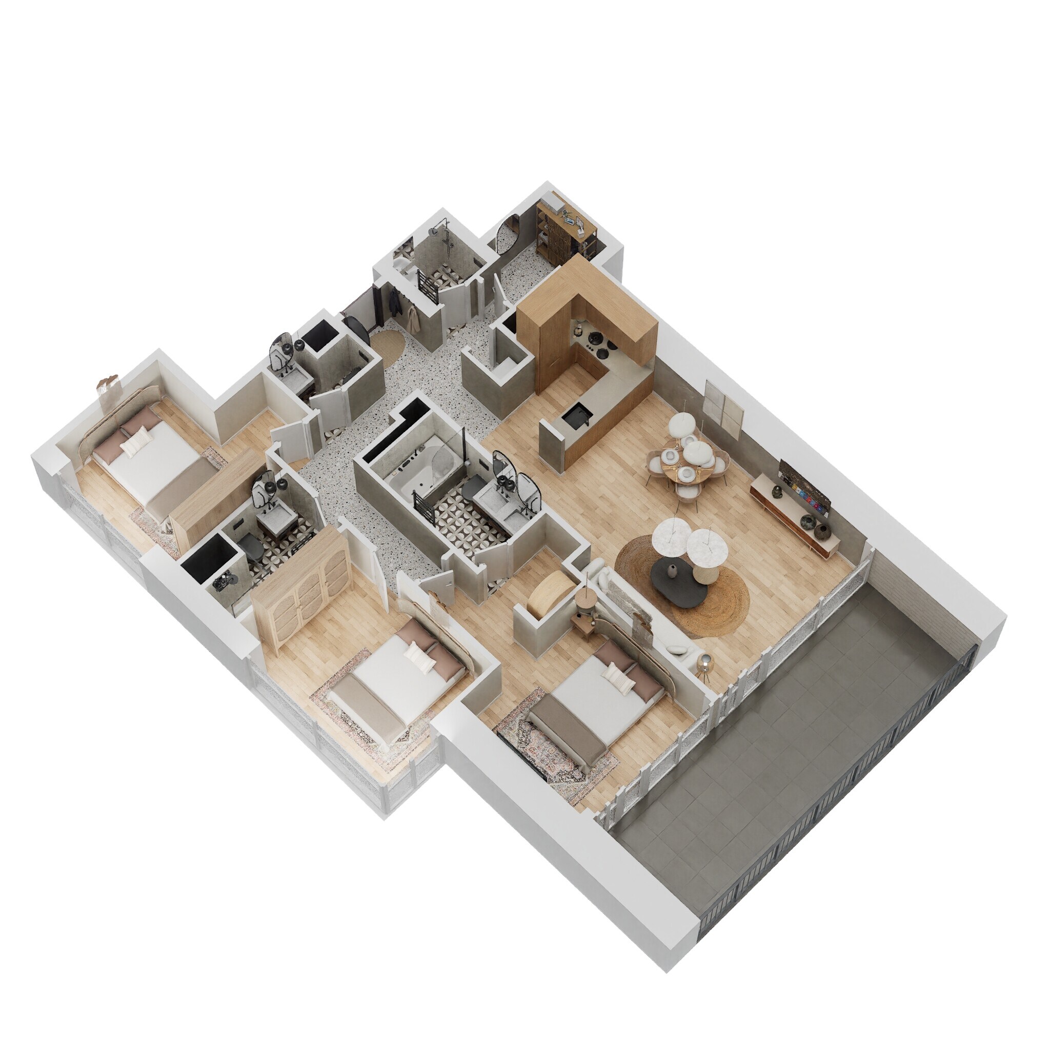 3 Beds 1883 Sq. Ft. Apartment