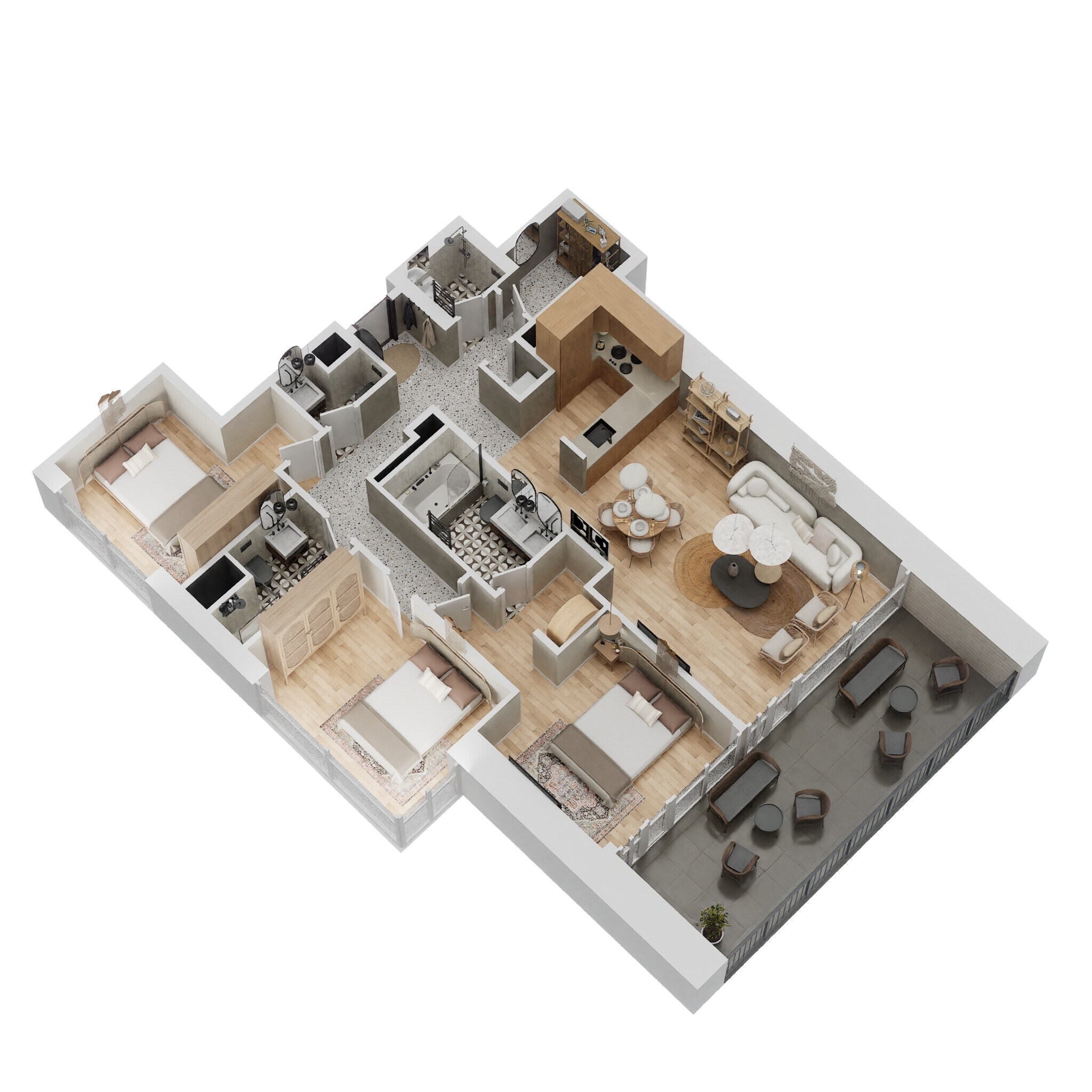 3 Beds 1935 Sq. Ft. Apartment