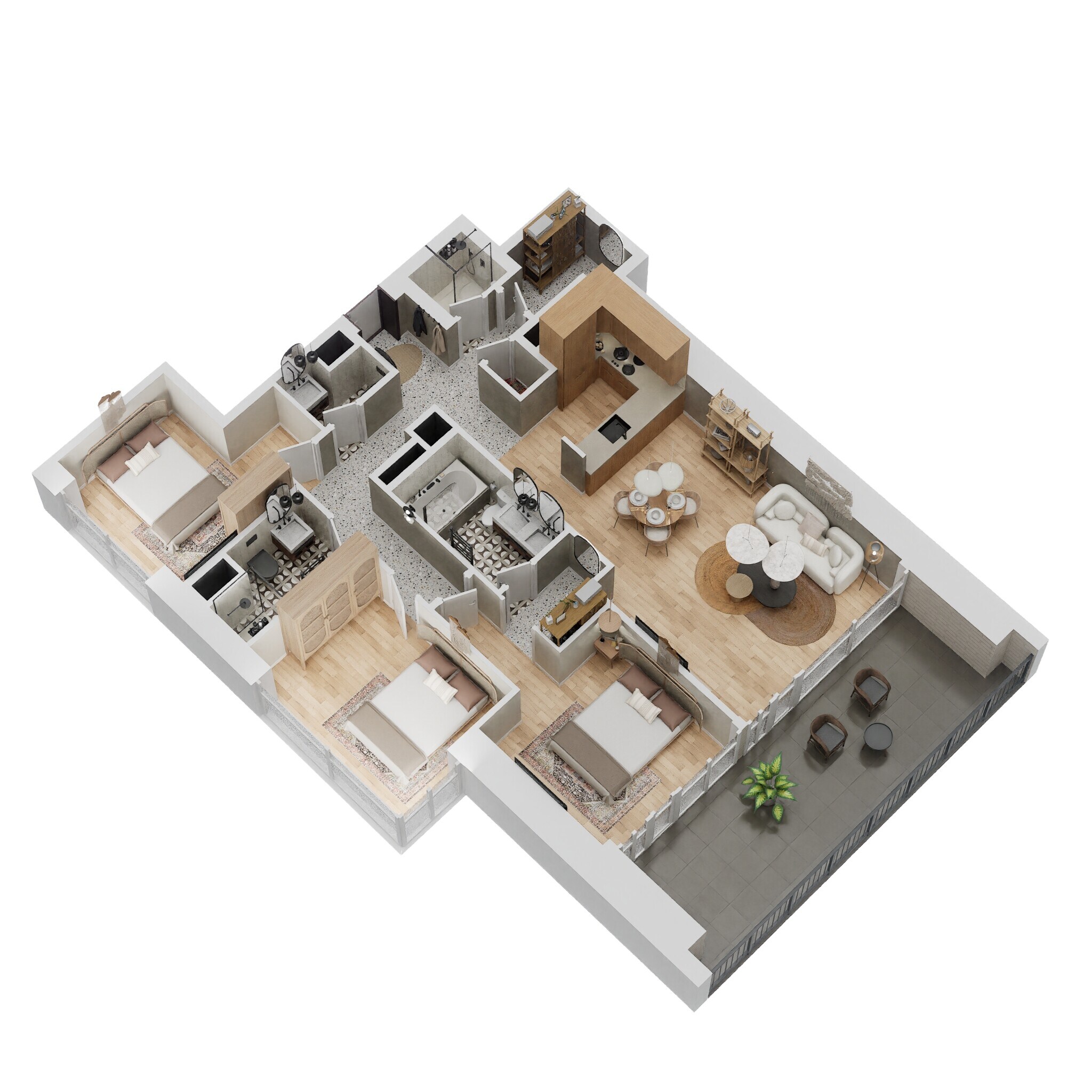 3 Beds 2432 Sq. Ft. Apartment