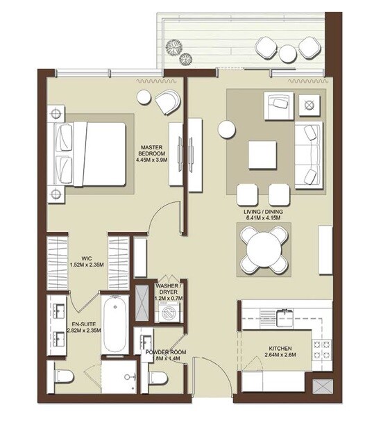 1 Bed 922 Sq. Ft. Apartment