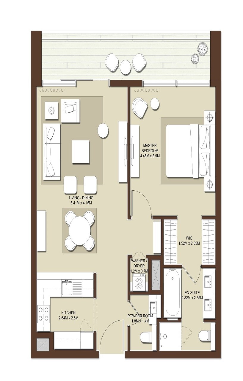 1 Bed 975 Sq. Ft. Apartment
