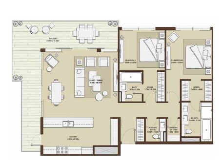 2 Beds 1690 Sq. Ft. Apartment