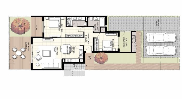 2 Beds 1737 Sq. Ft. Townhouse