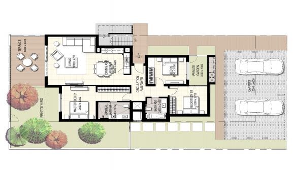 3 Beds 2160 Sq. Ft. Townhouse