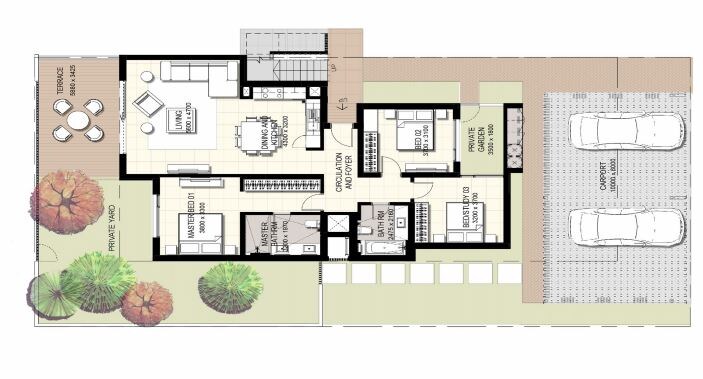 3 Beds 3370 Sq. Ft. Townhouse