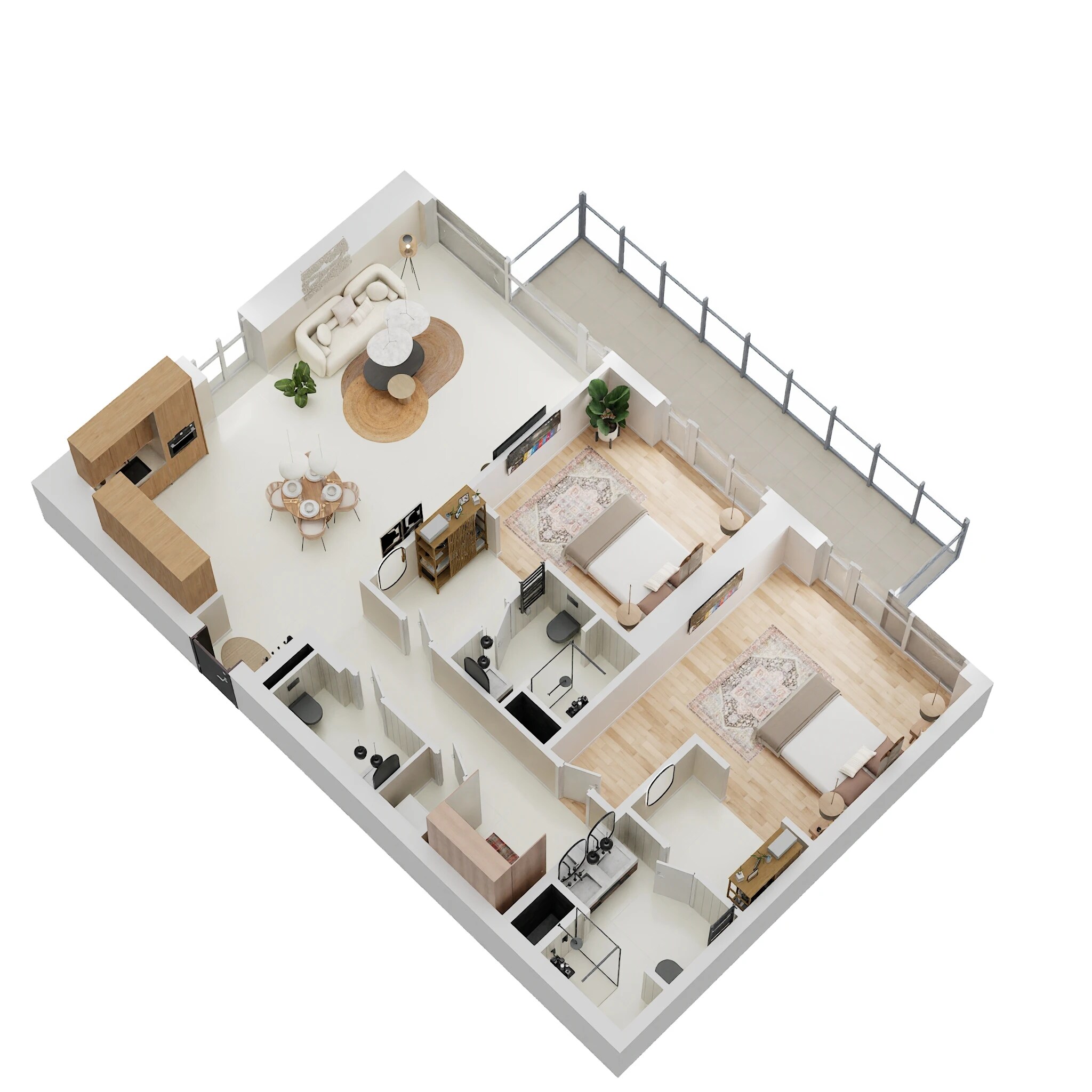 2 Beds 1285 Sq. Ft. Apartment