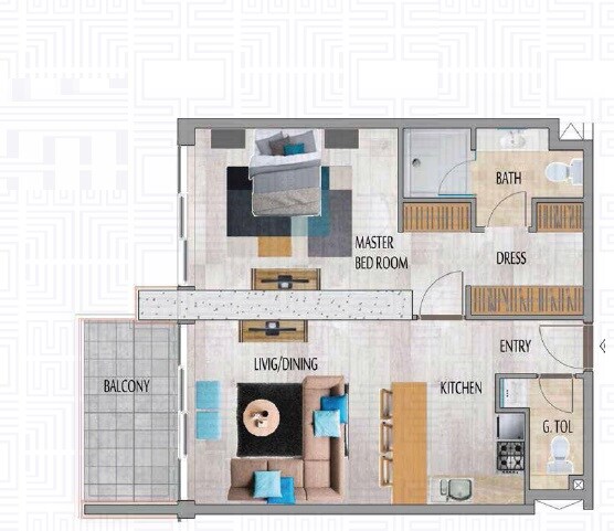 1 Bed 759 Sq. Ft. Apartment