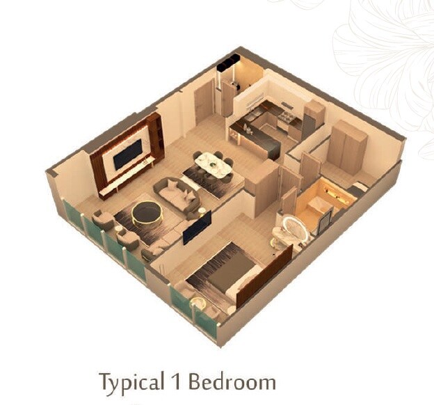 1 Bed 826 Sq. Ft. Apartment