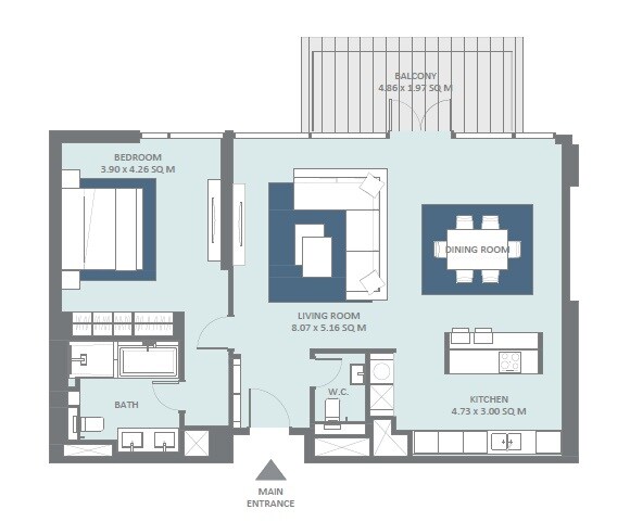 1 Bed 1142 Sq. Ft. Apartment