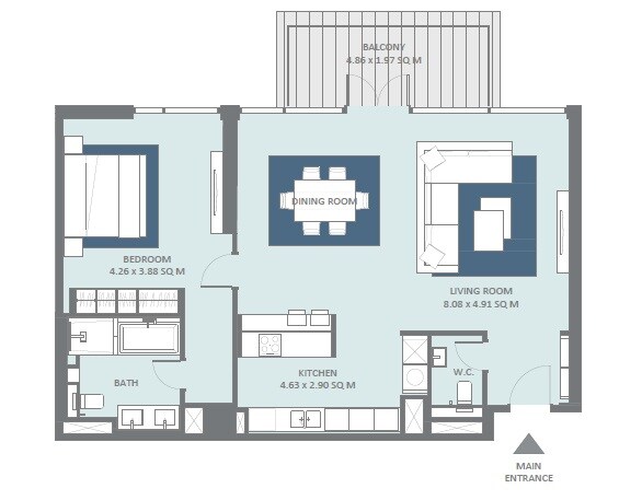 1 Bed 1148 Sq. Ft. Apartment