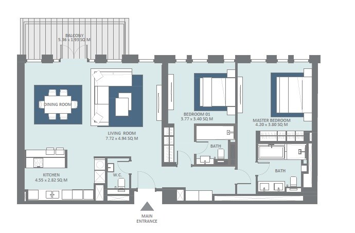 2 Beds 1469 Sq. Ft. Apartment