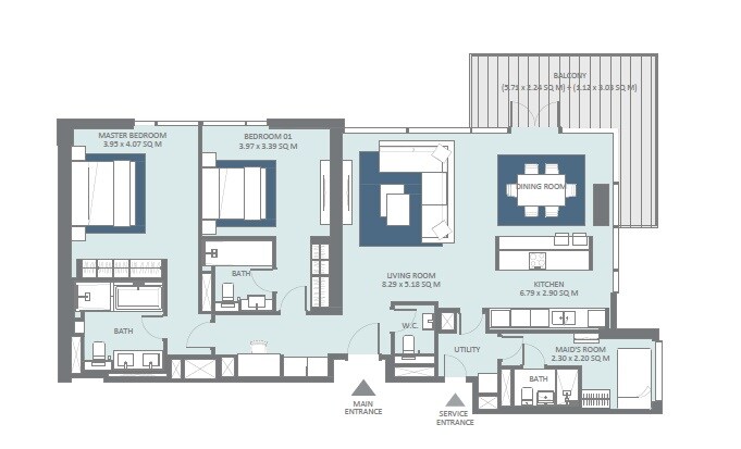 2 Beds 1654 Sq. Ft. Apartment