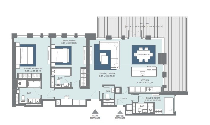 2 Beds 1969 Sq. Ft. Apartment