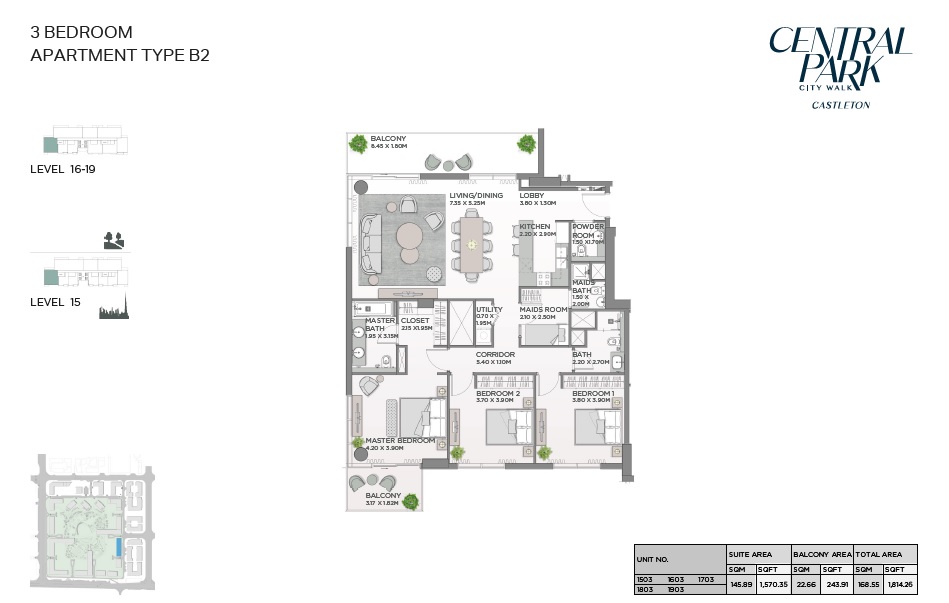 Meraas Castleton Central Park Floor Plans Unit Plans in Al Wasl, Dubai