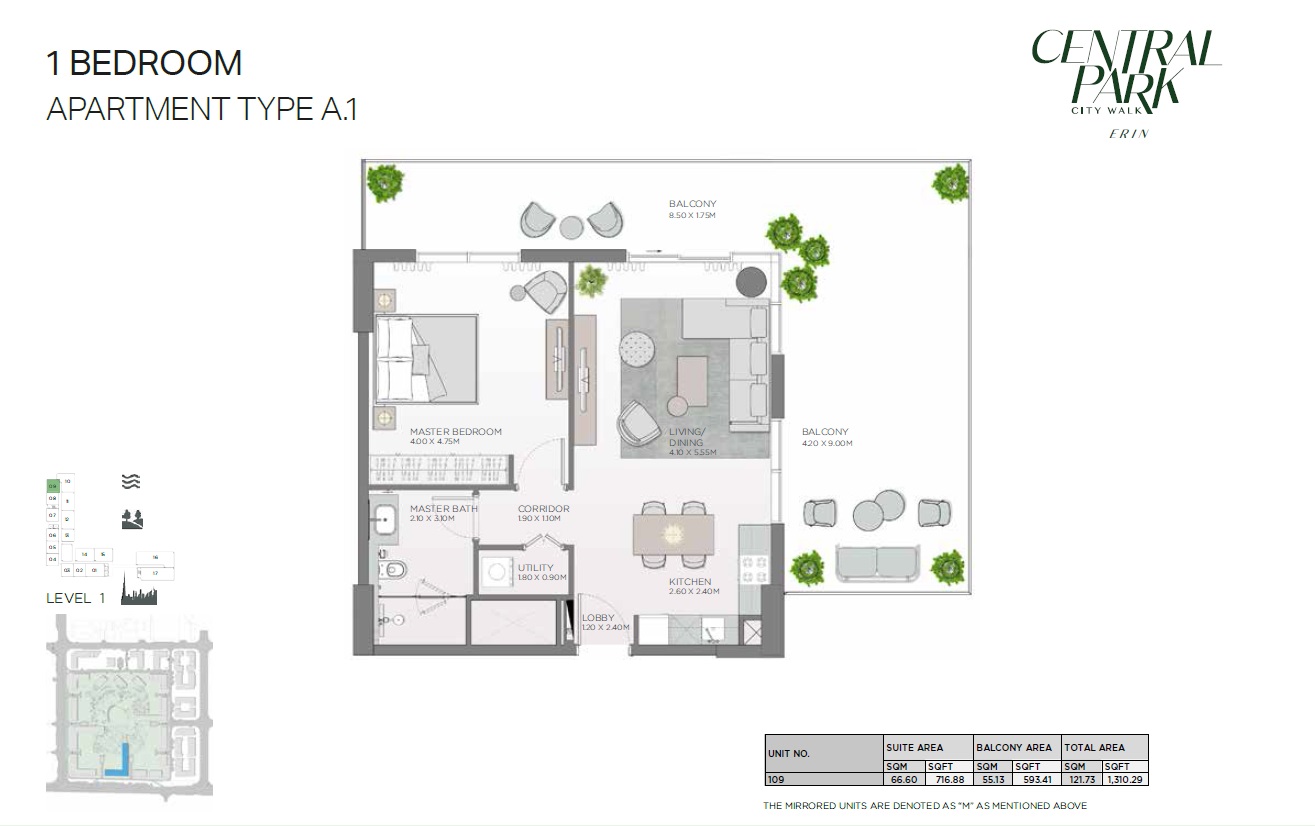 Meraas Erin Central Park Floor Plans Unit Plans in Al Wasl, Dubai