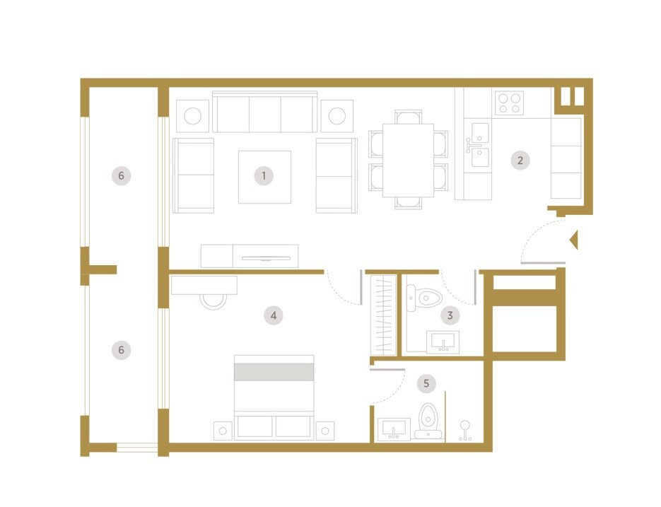 1 Bed 825 Sq. Ft. Apartment