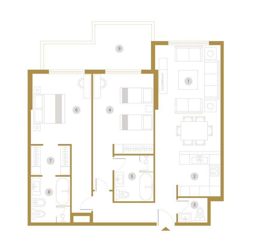 2 Beds 1273 Sq. Ft. Apartment