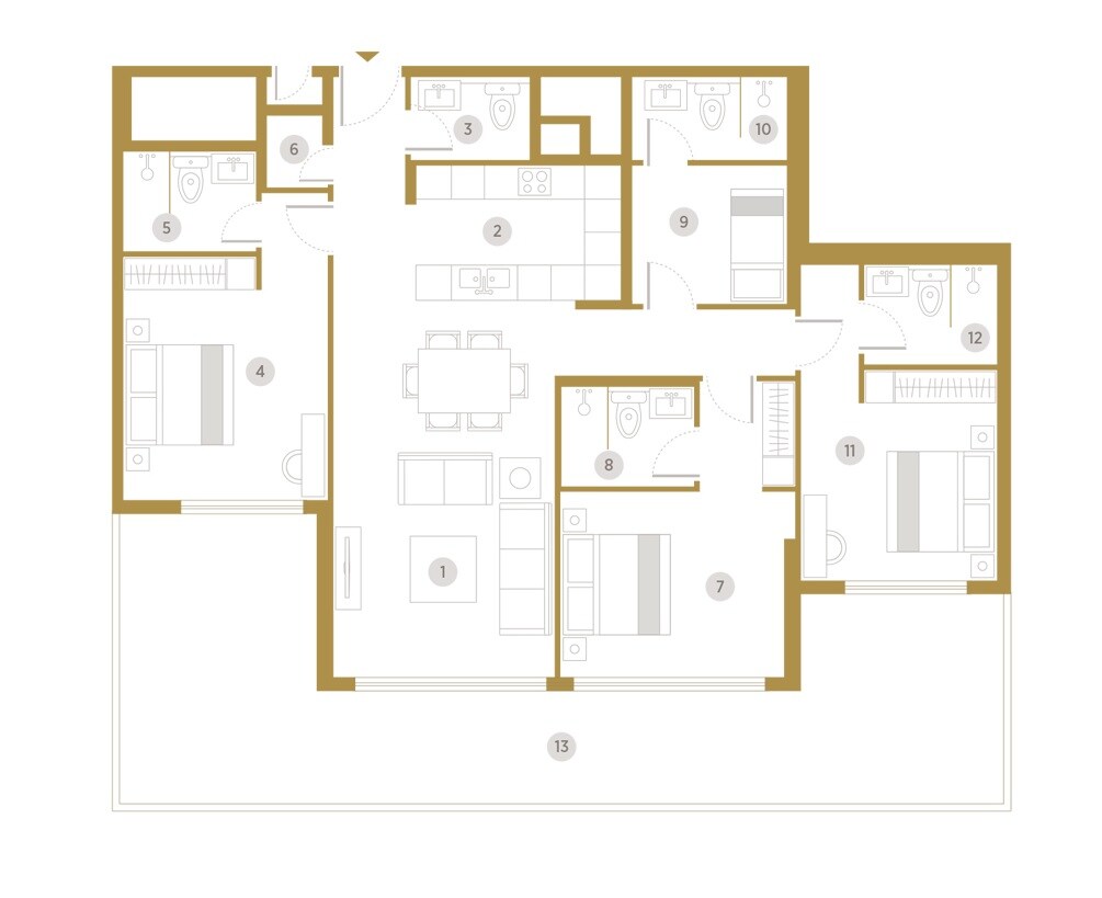3 Beds 1804 Sq. Ft. Apartment