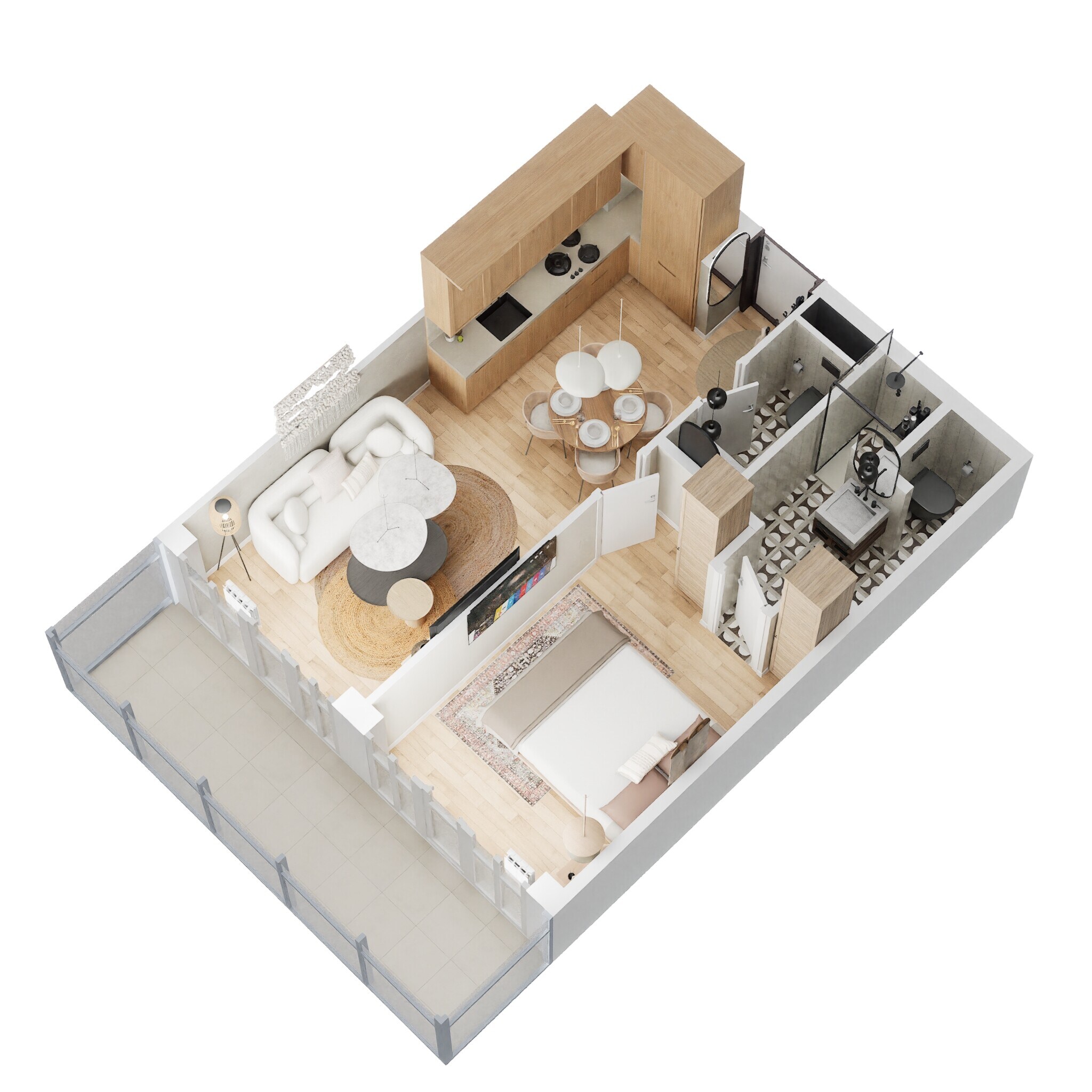 1 Bed 713 Sq. Ft. Apartment