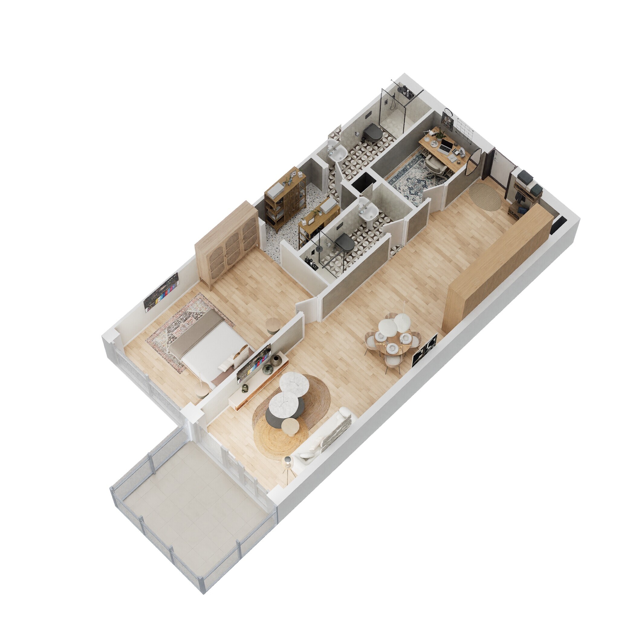 1 Bed 795 Sq. Ft. Apartment