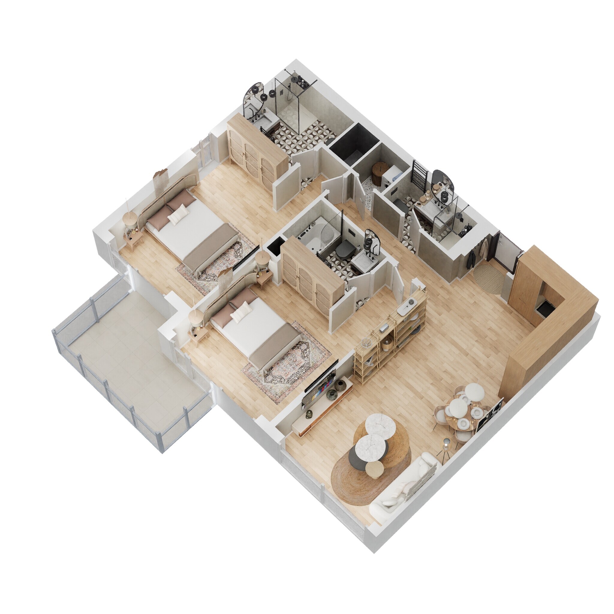 2 Beds 1090 Sq. Ft. Apartment